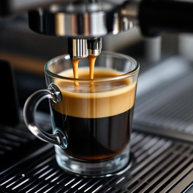 Close-up of espresso being brewed.